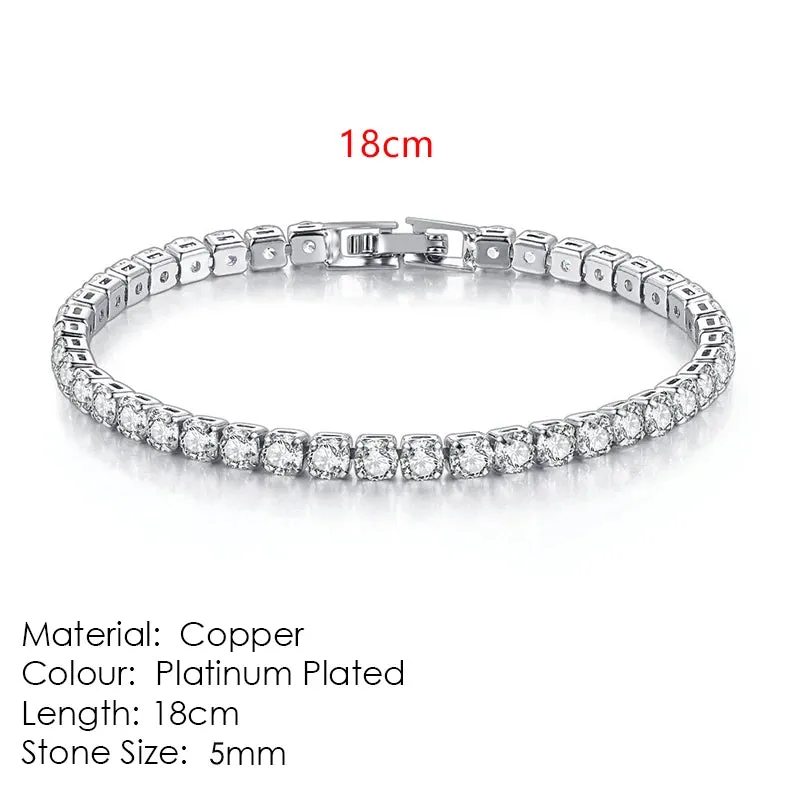 Modern Crystals Tennis Bracelets for Men Women Silver Color 2.5mm/3mm/4mm/5mm Zircon Fashion Jewelry