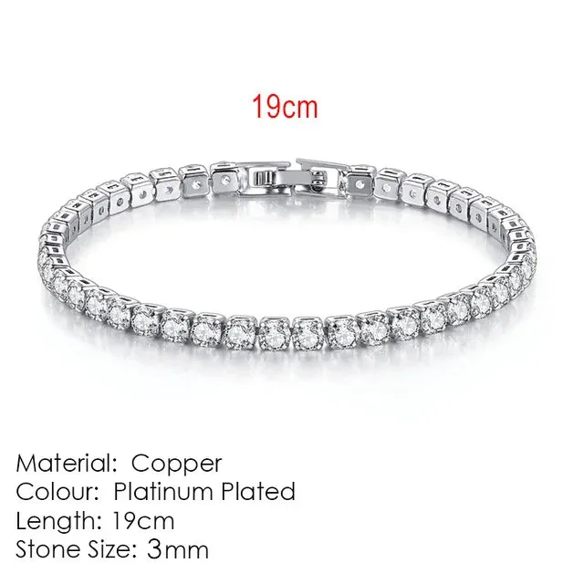 Modern Crystals Tennis Bracelets for Men Women Silver Color 2.5mm/3mm/4mm/5mm Zircon Fashion Jewelry