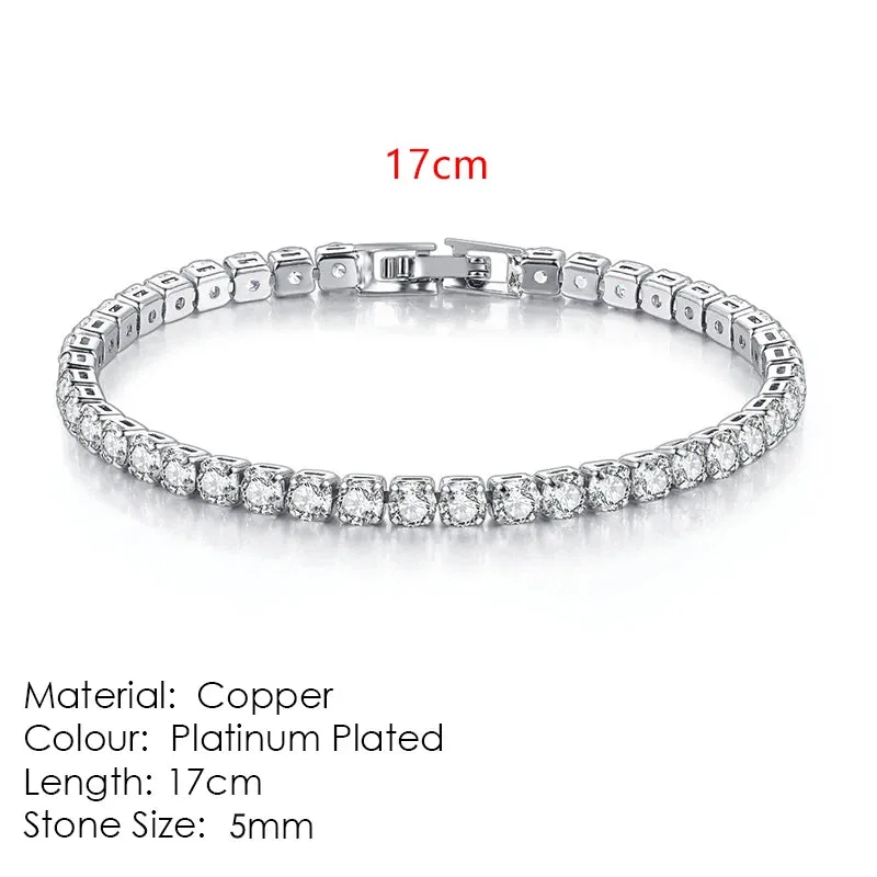 Modern Crystals Tennis Bracelets for Men Women Silver Color 2.5mm/3mm/4mm/5mm Zircon Fashion Jewelry
