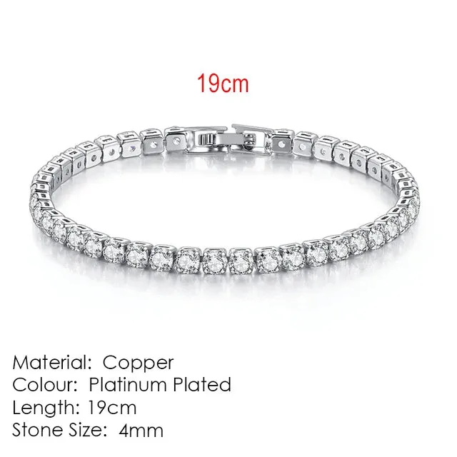 Modern Crystals Tennis Bracelets for Men Women Silver Color 2.5mm/3mm/4mm/5mm Zircon Fashion Jewelry