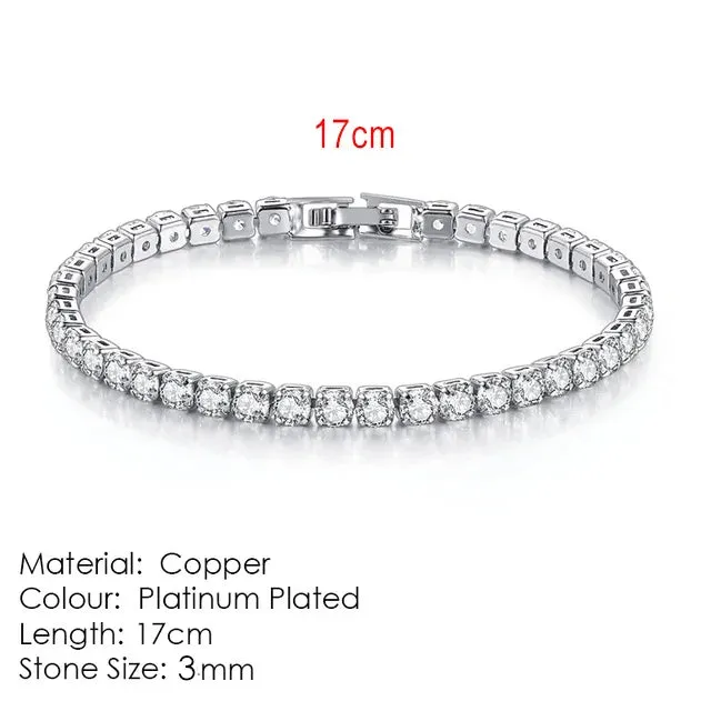Modern Crystals Tennis Bracelets for Men Women Silver Color 2.5mm/3mm/4mm/5mm Zircon Fashion Jewelry