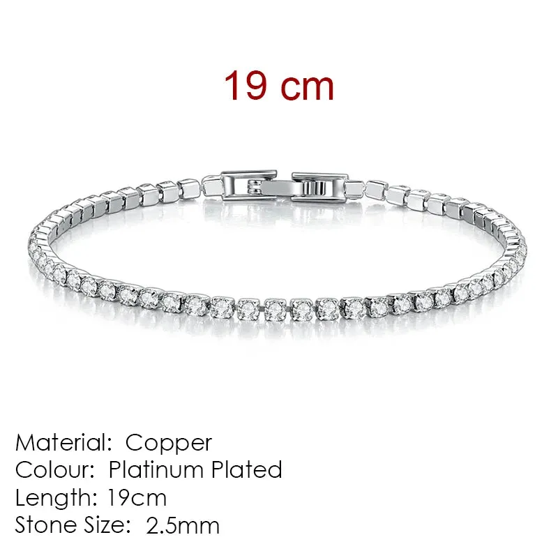 Modern Crystals Tennis Bracelets for Men Women Silver Color 2.5mm/3mm/4mm/5mm Zircon Fashion Jewelry