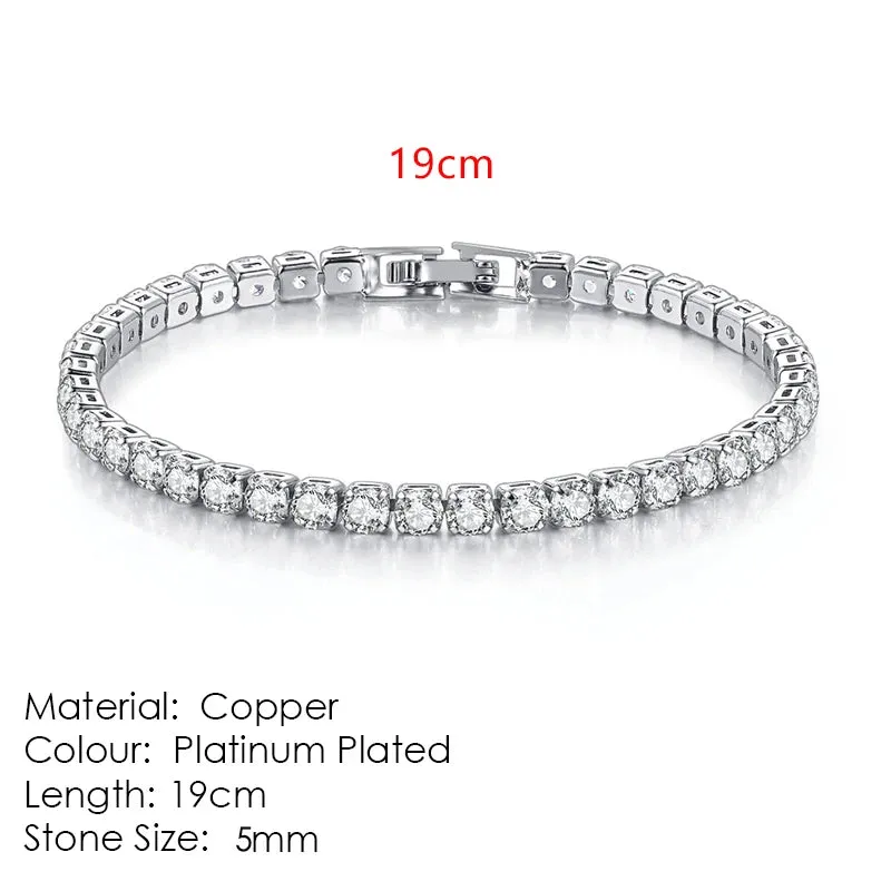 Modern Crystals Tennis Bracelets for Men Women Silver Color 2.5mm/3mm/4mm/5mm Zircon Fashion Jewelry
