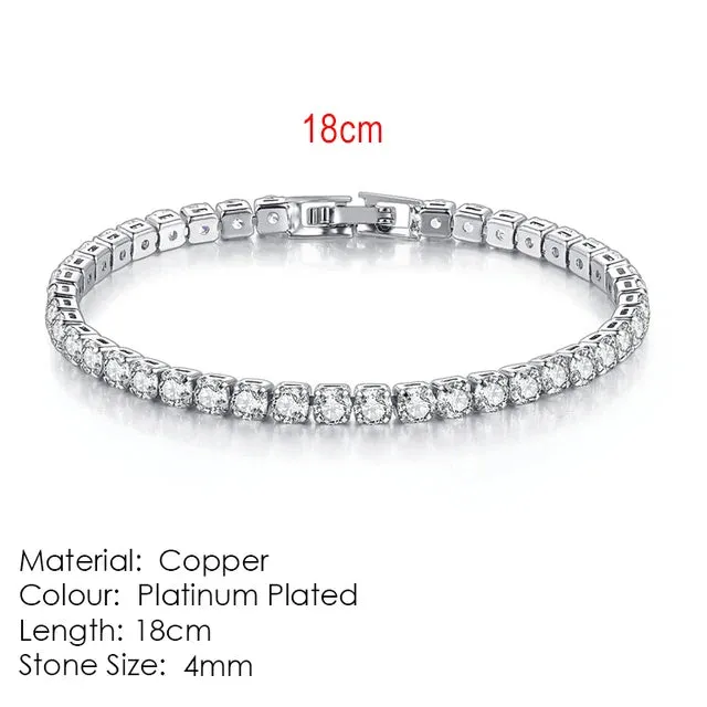 Modern Crystals Tennis Bracelets for Men Women Silver Color 2.5mm/3mm/4mm/5mm Zircon Fashion Jewelry