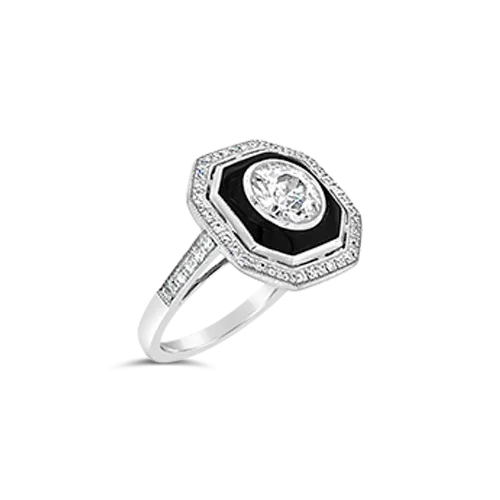 Onyx & Diamond Ring