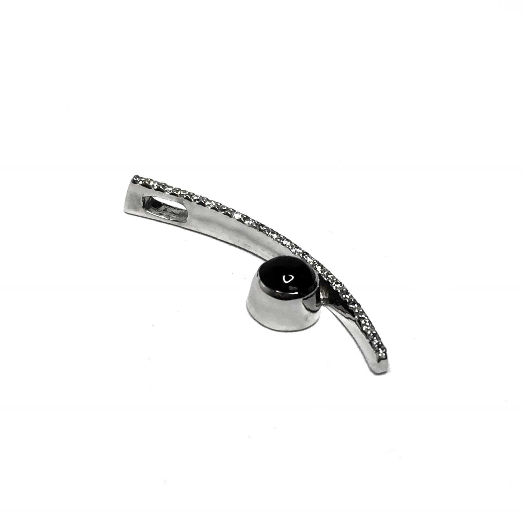 Onyx Round Inlay Curved Bar .12Ctw Diamond Pendant