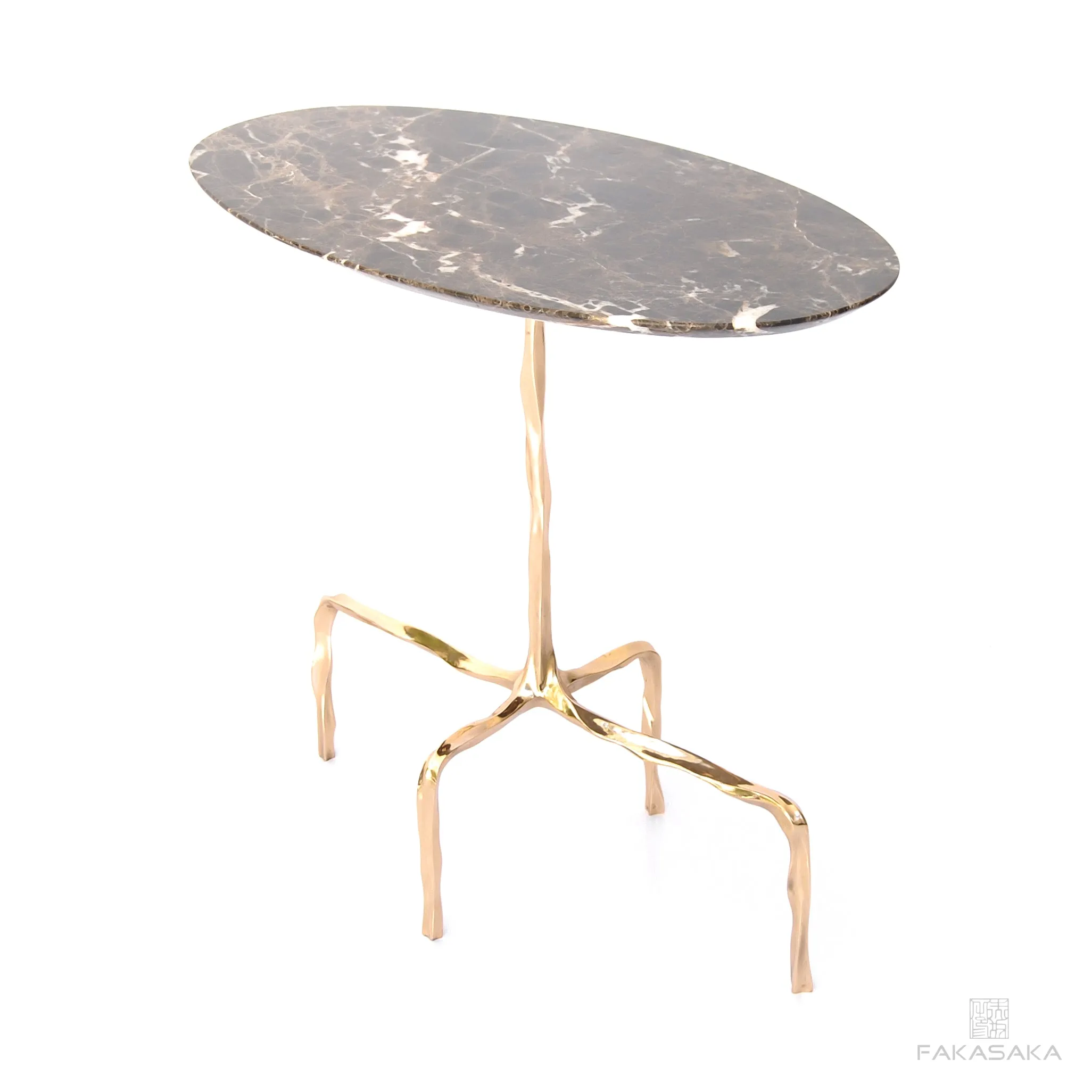 PRESLEY DRINK TABLE<br><br>MARRON IMPERIAL (LARGE TOP)<br>POLISHED BRONZE