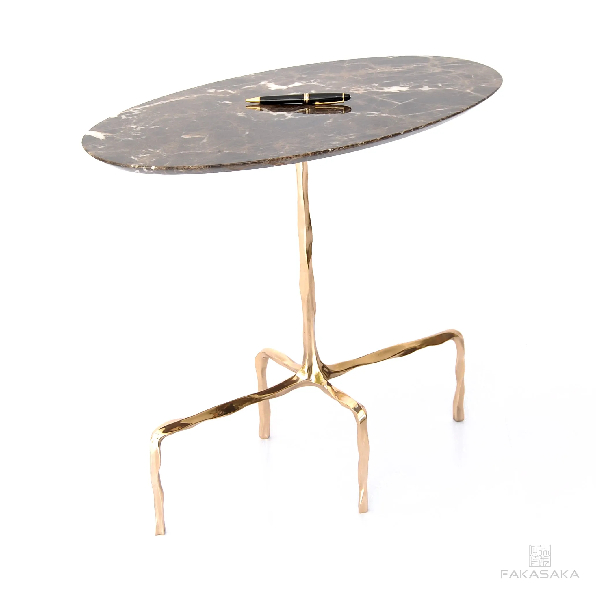 PRESLEY DRINK TABLE<br><br>MARRON IMPERIAL (LARGE TOP)<br>POLISHED BRONZE