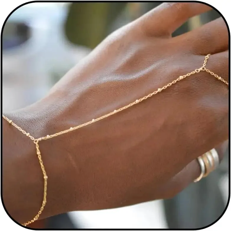 Rhinestone Ring Bracelet Hand Chain – Adjustable, Stylish Jewelry for Women & Girls