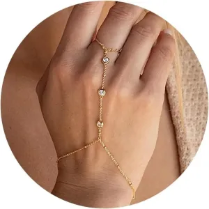 Rhinestone Ring Bracelet Hand Chain – Adjustable, Stylish Jewelry for Women & Girls