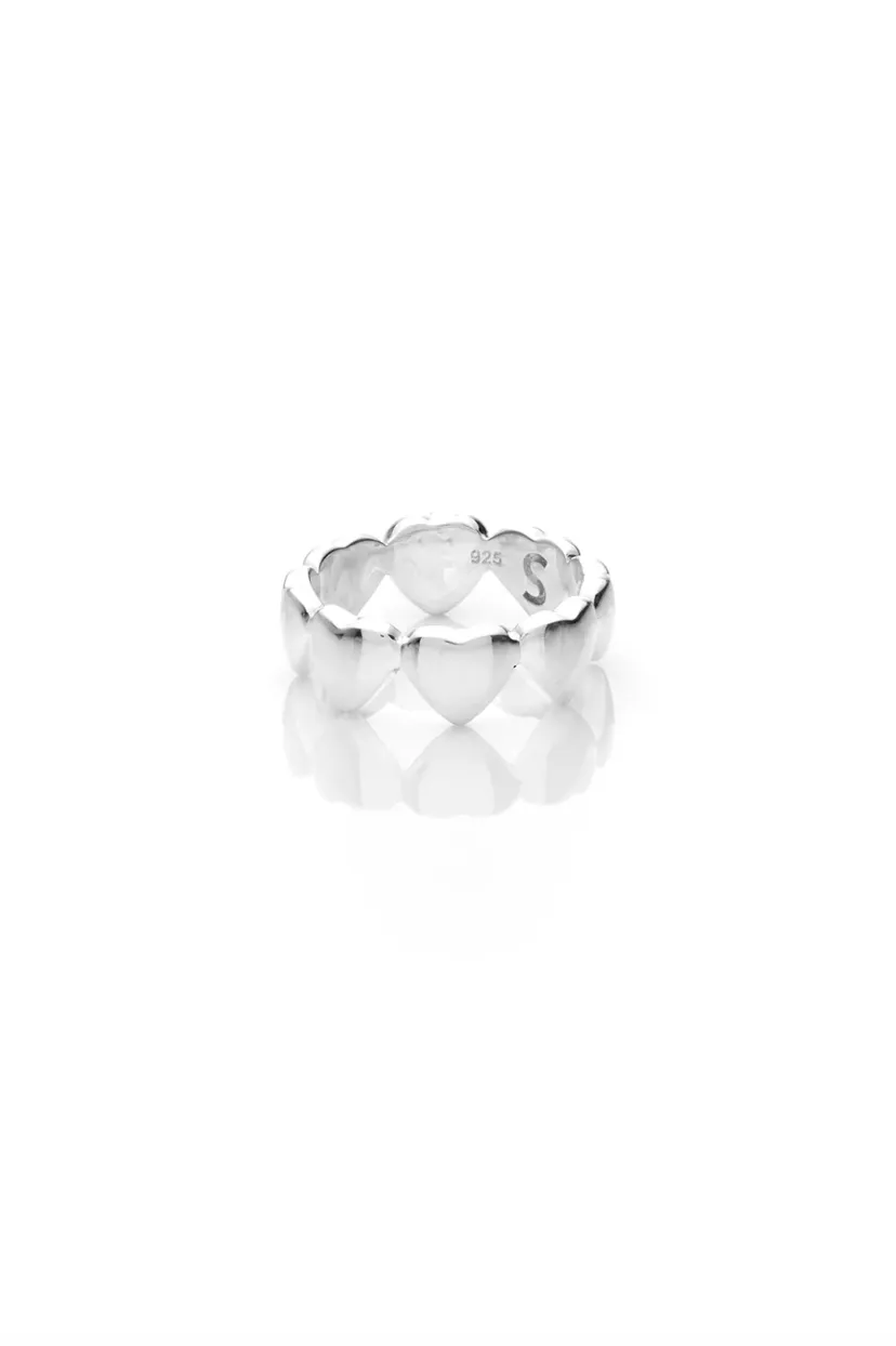 Stolen Girlfriends Club Jewellery - Band of Hearts Ring, Onyx/Silver
