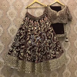 Stunning Maroon lehenga choli with sequence and Zardozi work
