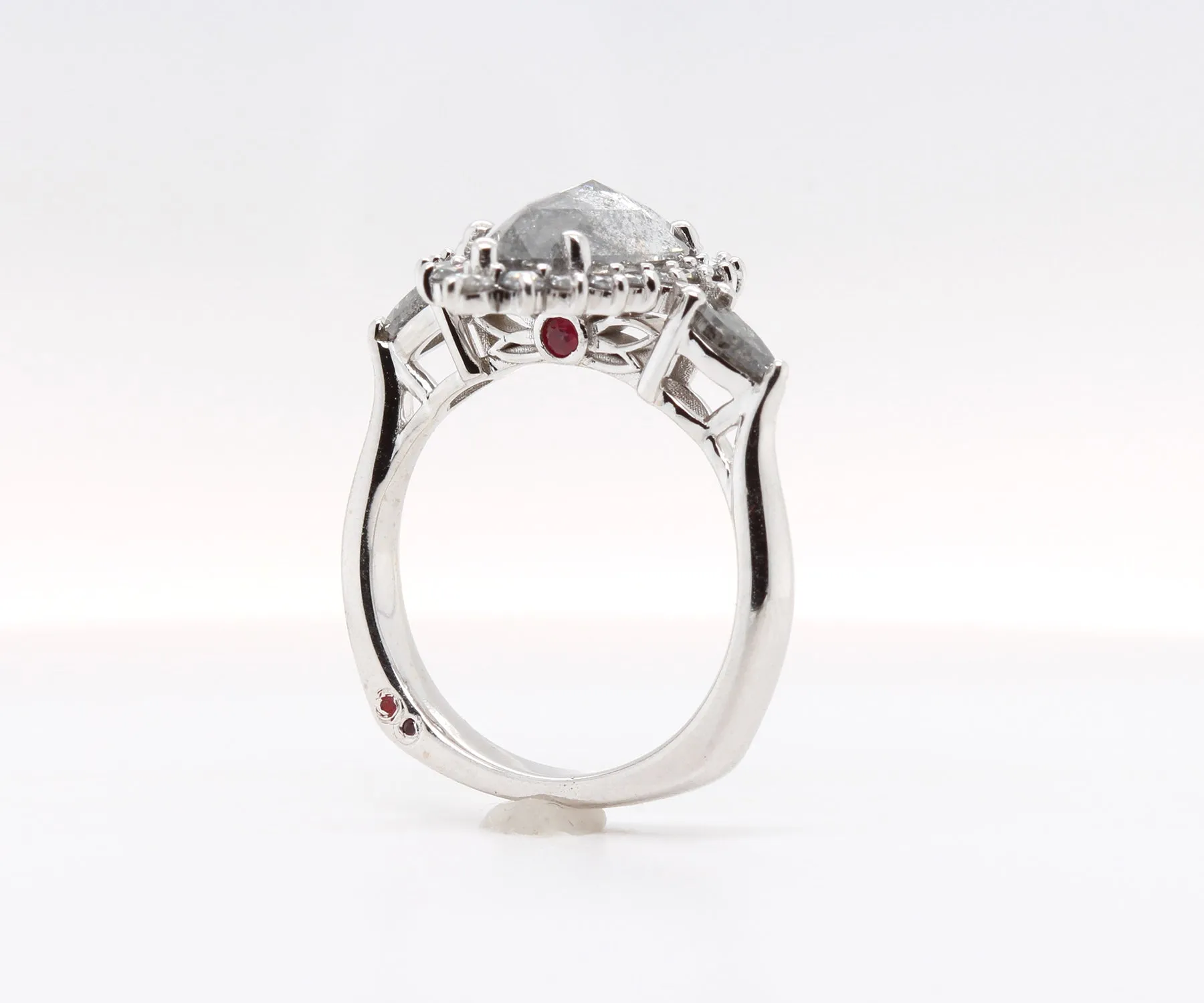 Stunning Pepper Pear Diamond Halo Engagement Ring