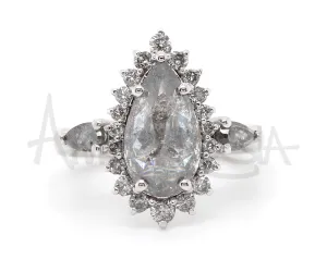 Stunning Pepper Pear Diamond Halo Engagement Ring