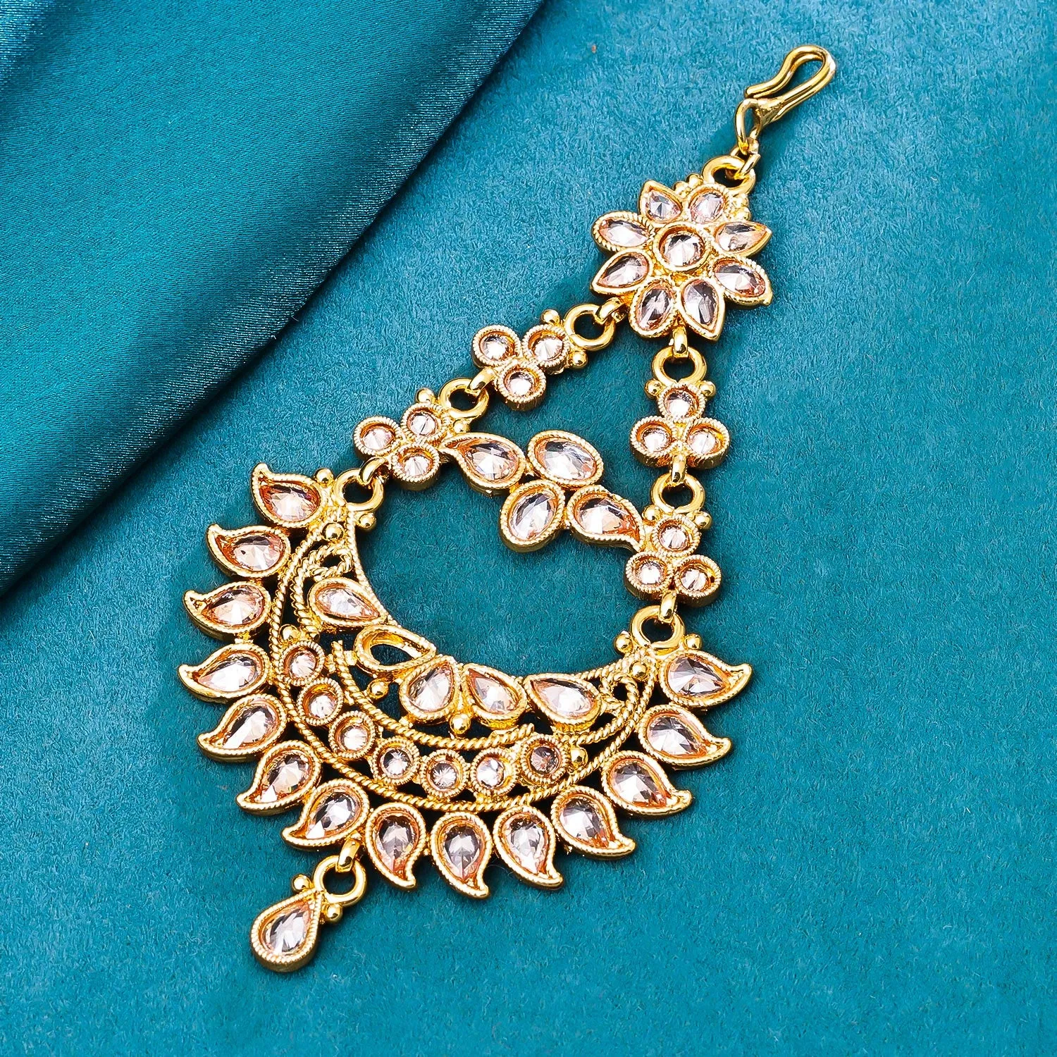 Sukkhi Stunning Golden Gold Plated kundan & Pearl Pasa for Women