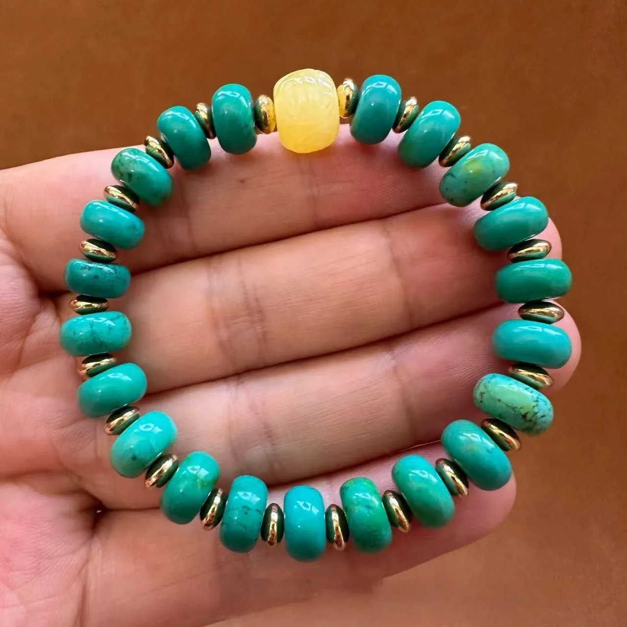 Tibetan Turquoise & Amber Bracelet – A Symbol of Harmony and Protection
