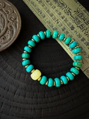 Tibetan Turquoise & Amber Bracelet – A Symbol of Harmony and Protection