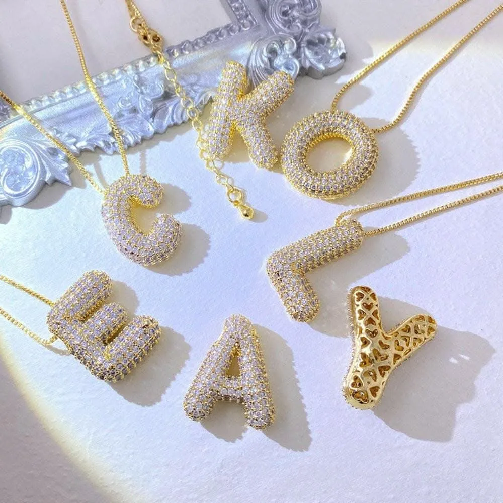 Zircon initial charm necklace